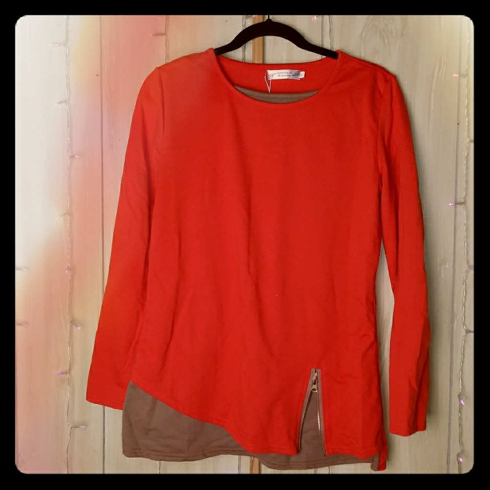 🤎 Pretty Orange and Brown Sweater/Sweatshirt | NWOT